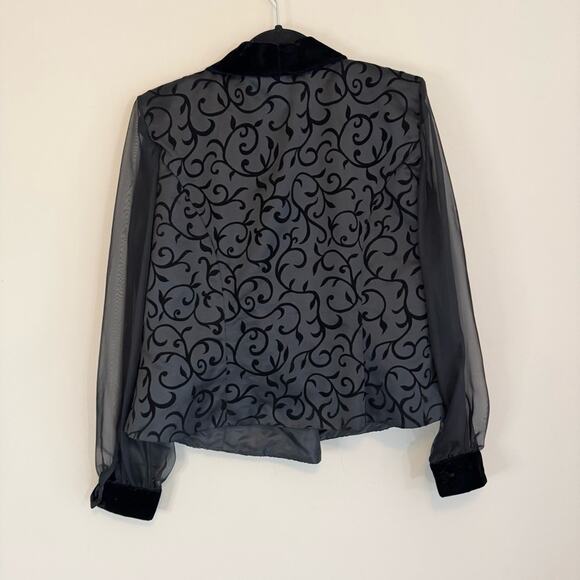 VTG J.R. Nites Women's Black Long Sleeve Sheer Double Breasted Blazers Size 14W - Picture 6 of 6